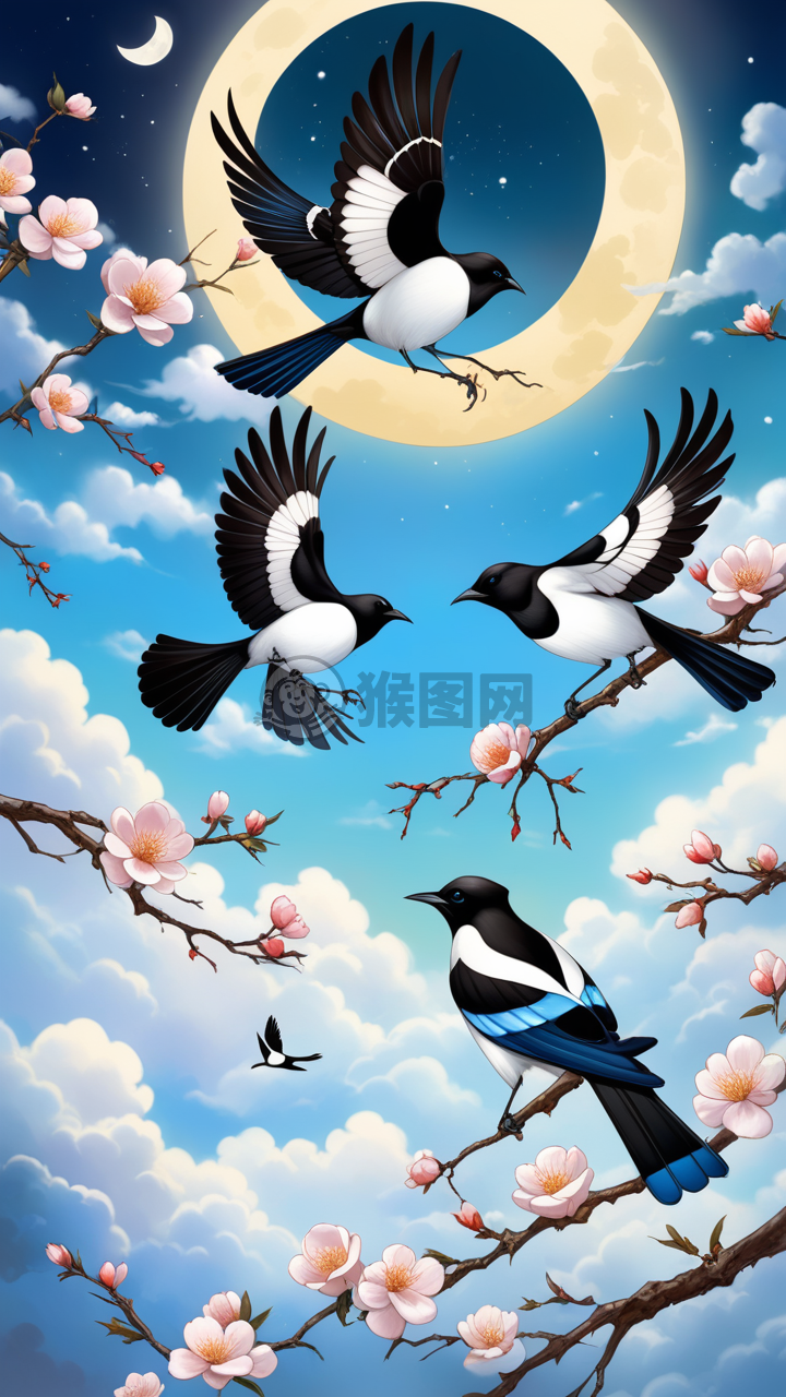 空中飞羽与繁花盛景