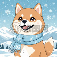雪中蓝围脖柴犬小可爱
