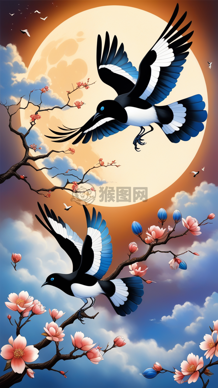 空中舞动的鹊舞者