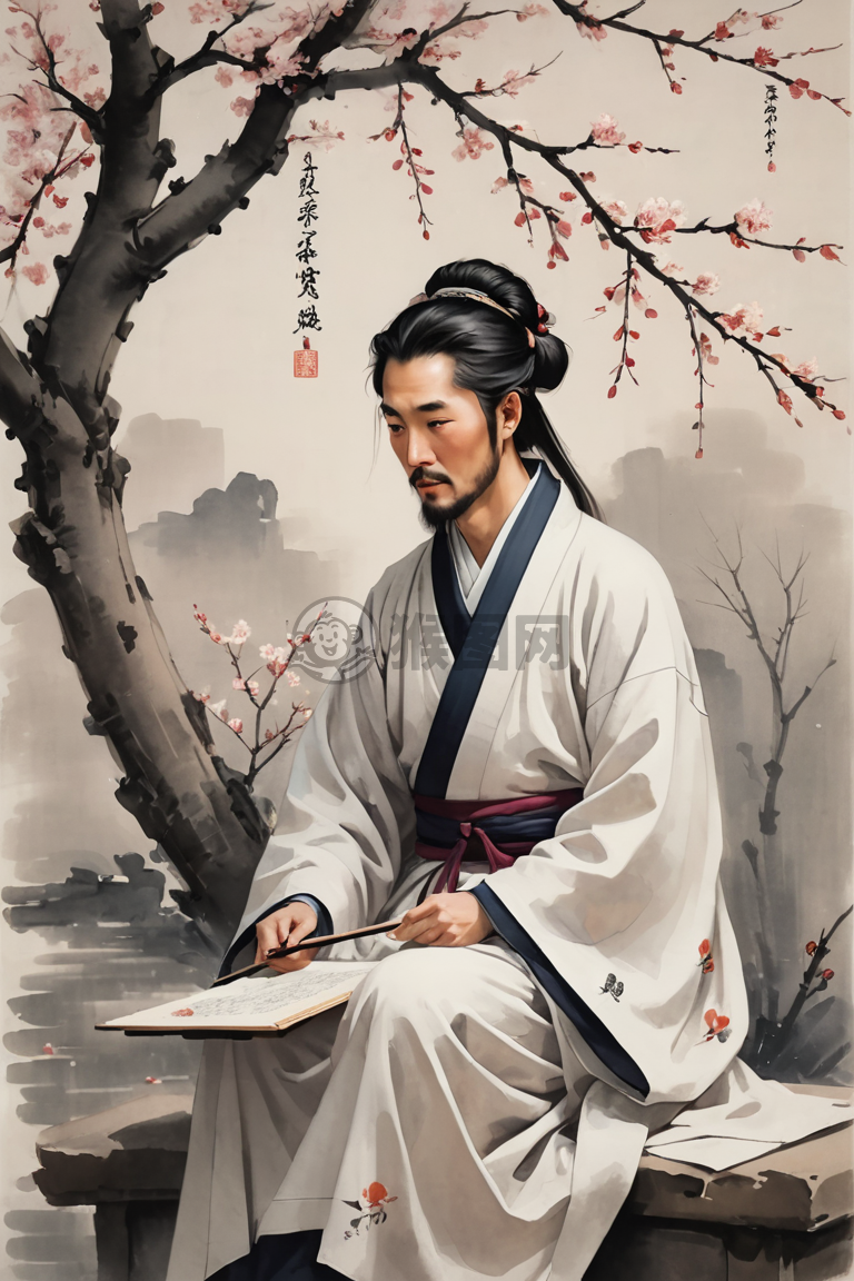 雪中思诗的隐逸画者