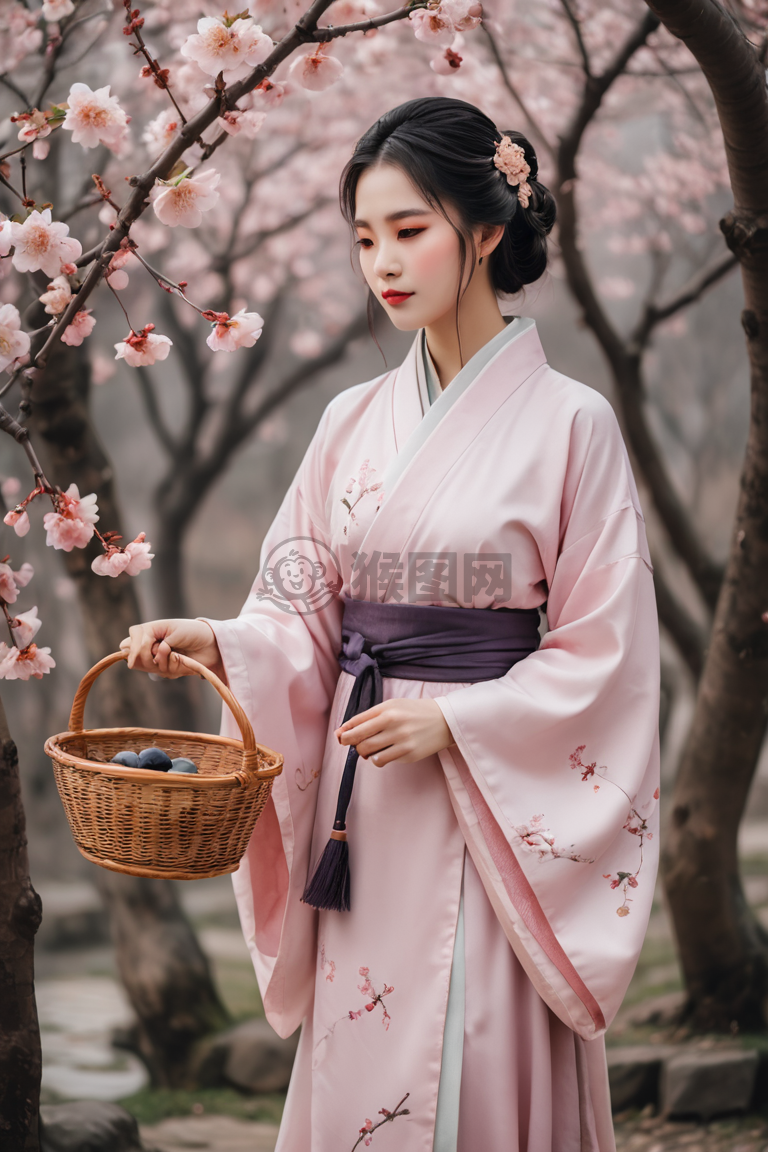 梅下赏花女子词