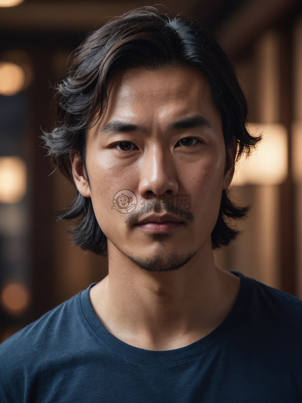 迷茫的室内中国男子