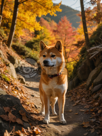 秋山行犬，枫叶如诗