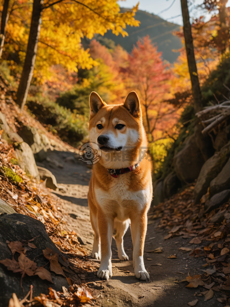 秋山行犬，枫叶如诗