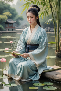 静心水墨莲花画者