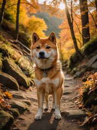 秋山行犬，叶落秋光