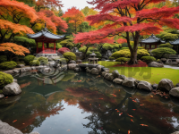 秋日静谧日式庭院之美