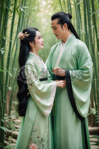 绿竹幽径轻笑女