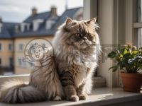 窗外风景下的波斯猫之美照
