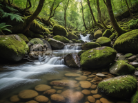清澈山涧流水美照