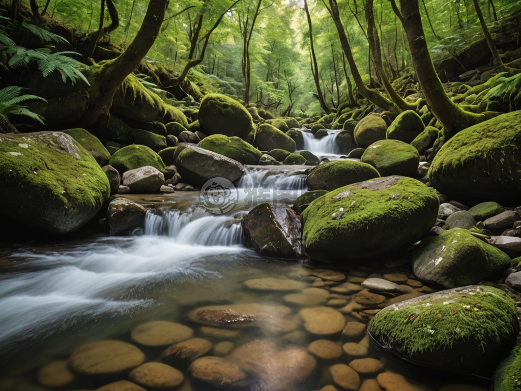 清澈山涧流水美照