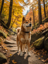 秋山行犬，叶落秋光