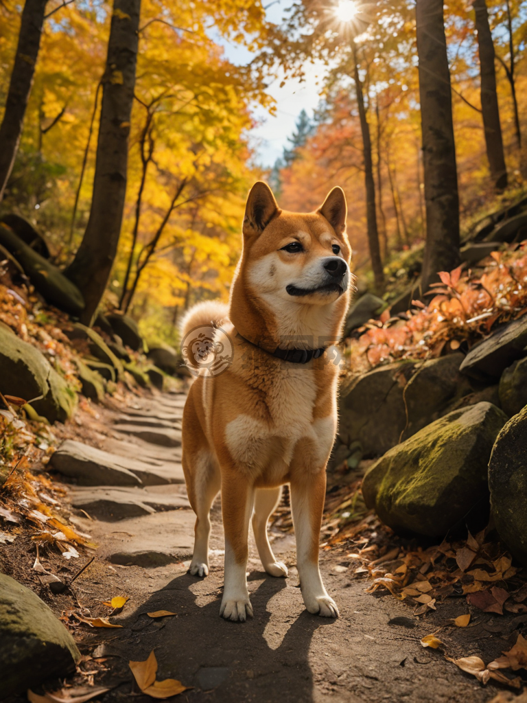秋山行犬，叶落秋光