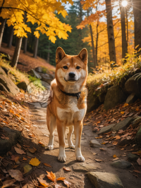 秋山行犬，叶落满径，8K画质秋色美不胜收