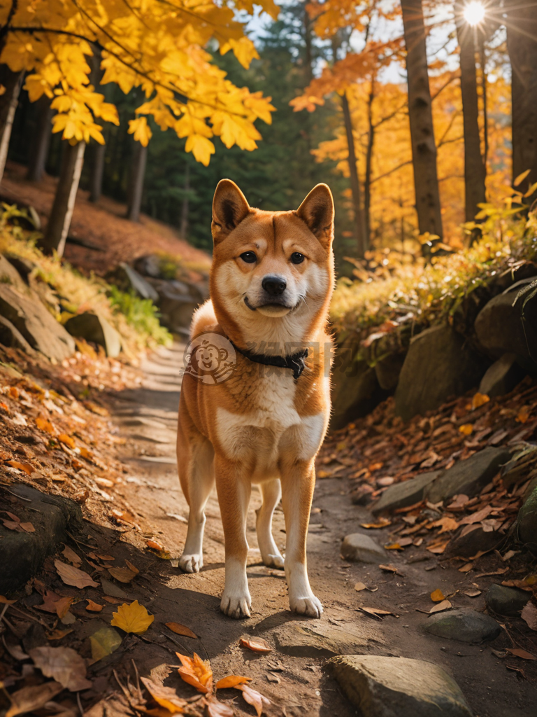 秋山行犬，叶落满径，8K画质秋色美不胜收