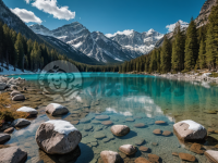 雪山碧湖，8K清晰雪山碧湖美景，令人陶醉。