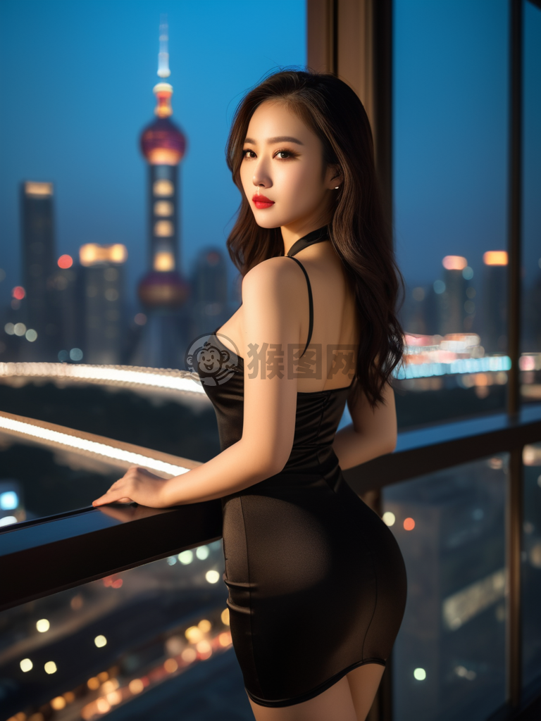 《黑裙美女窗外诱惑》