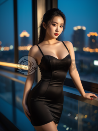 《黑裙美女窗外诱惑》