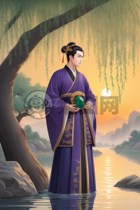 紫衣玉佩暮江边