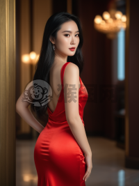 《黑发红衣惊艳照》