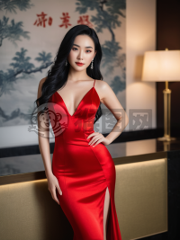 《红衣华美女子惊艳摄影》