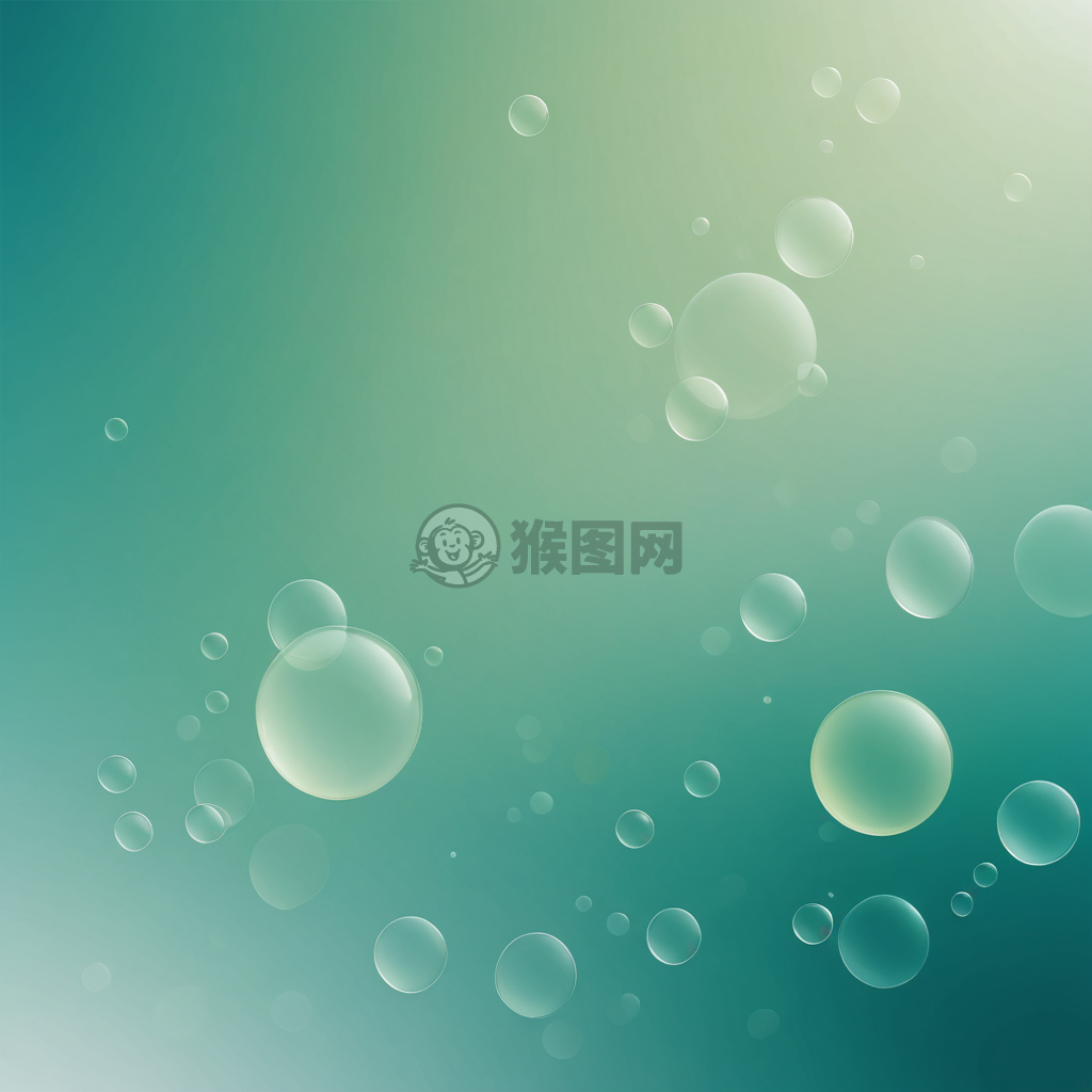 清新绿意渐变背景，柔和纹理与泡泡图样
