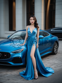 自信时刻：中国美女写真，华美礼服与豪车的完美融合