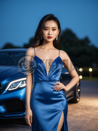 自信美女豪华车前惊艳照