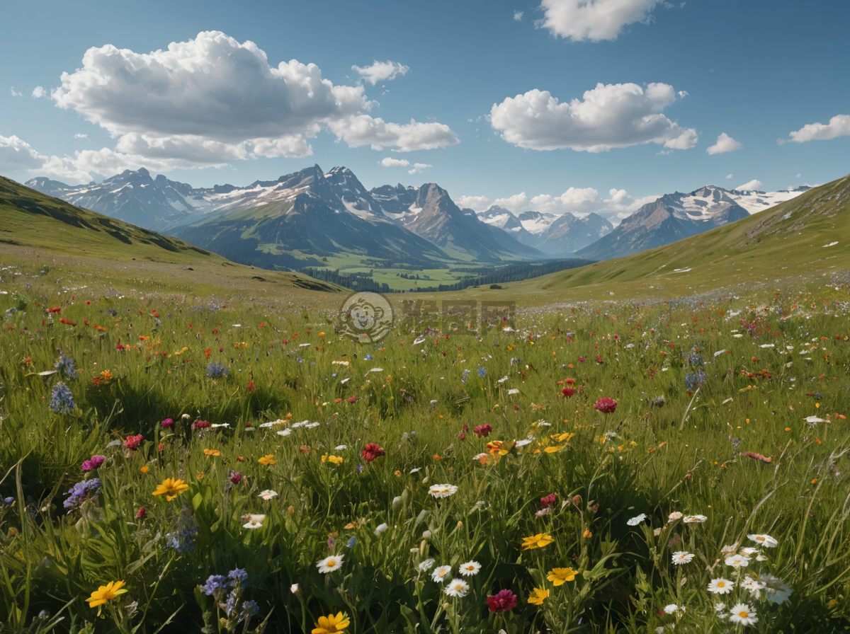草原之景，繁花似锦