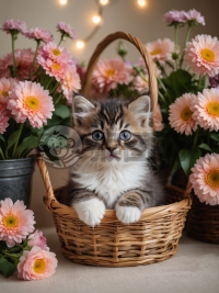 花丛中软毛小猫咪摄影作品