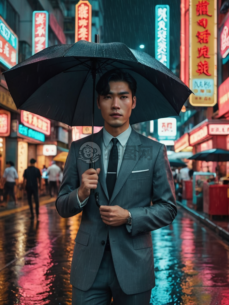 香港雨中传奇：风度翩翩的精英男士