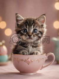 茶杯中的梦幻小猫咪摄影作品