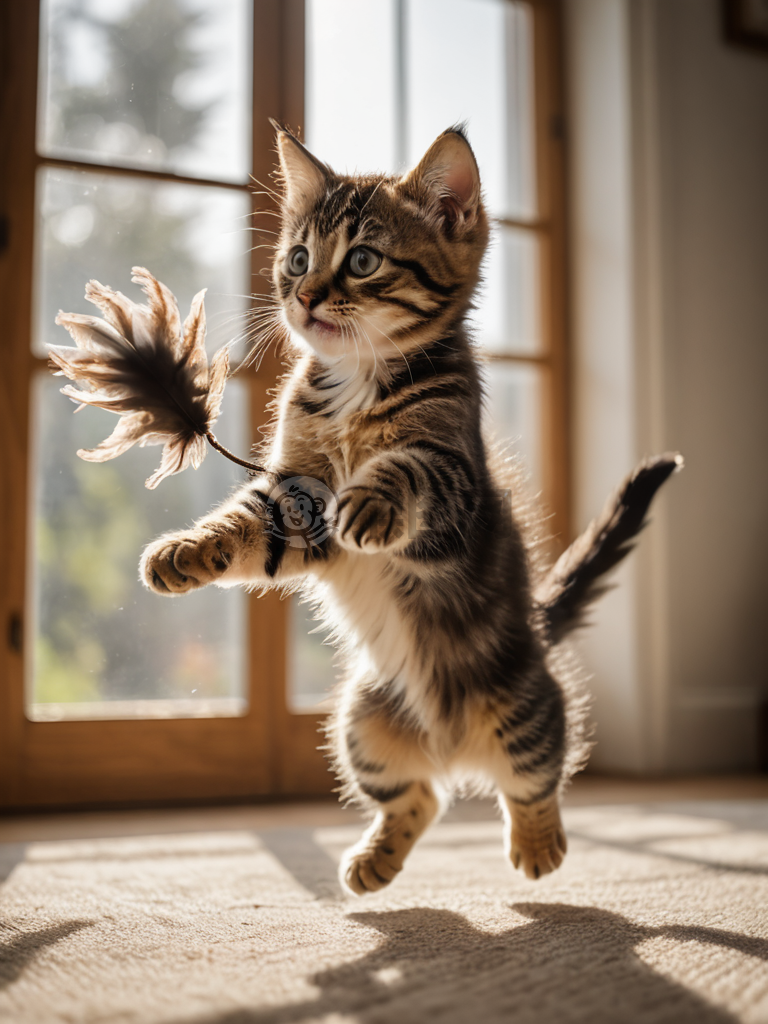 跳动的猫咪与光影之美摄影作品