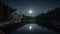 月光湖畔夜色美，森林星空梦如诗