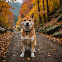 秋山行犬之秋叶写真