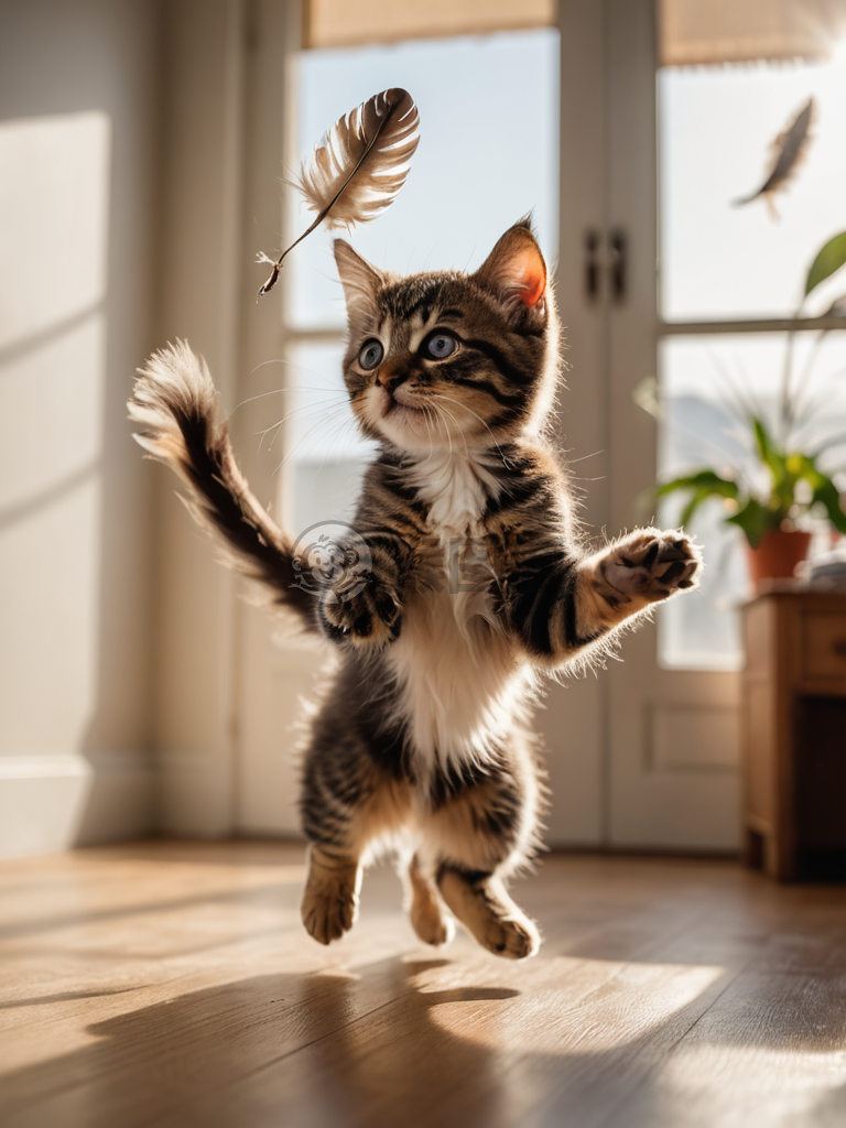 阳光下的猫咪跃动捕影记