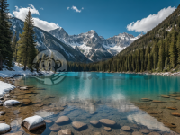 雪山碧湖，8K清晰雪山碧湖美景，如诗如画。