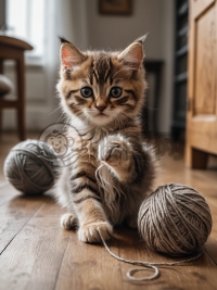 小猫咪玩毛线球写真作品