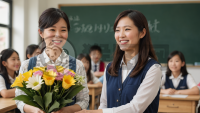 《教室师生深情献花，女教师受学生拥戴》