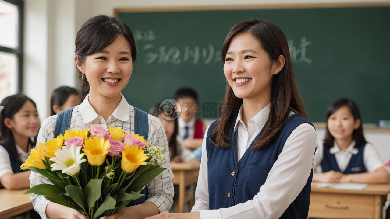 《教室师生深情献花，女教师受学生拥戴》