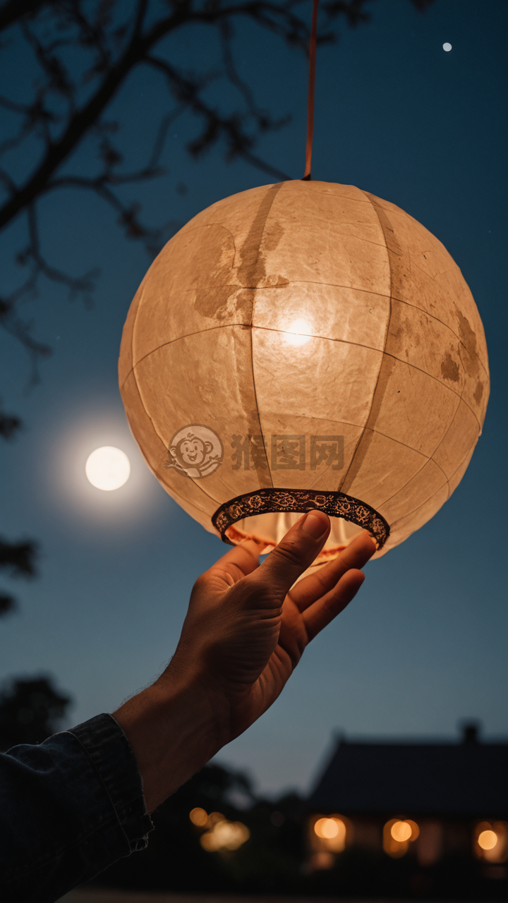 月下纸灯笼之夜：美妙光影写真