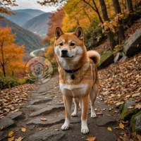山径秋色中的柴犬肖像