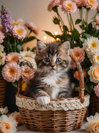 梦幻般花丛中慵懒萌猫摄影作品
