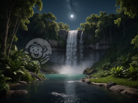 月光下瀑布与星空的绝美邂逅