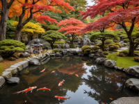 秋日静谧日式园林美景