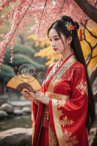 《红汉服传统公主与王子》