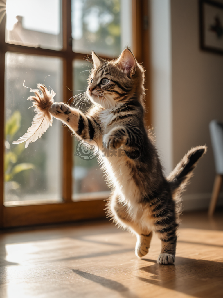 阳光下的跃动猫咪摄影