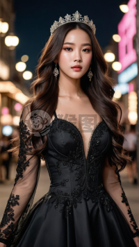 夜幕下华美少女时尚秀：完美身材与精致服饰的完美结合