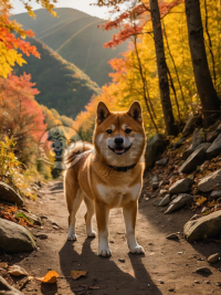 秋山行犬，叶落秋光