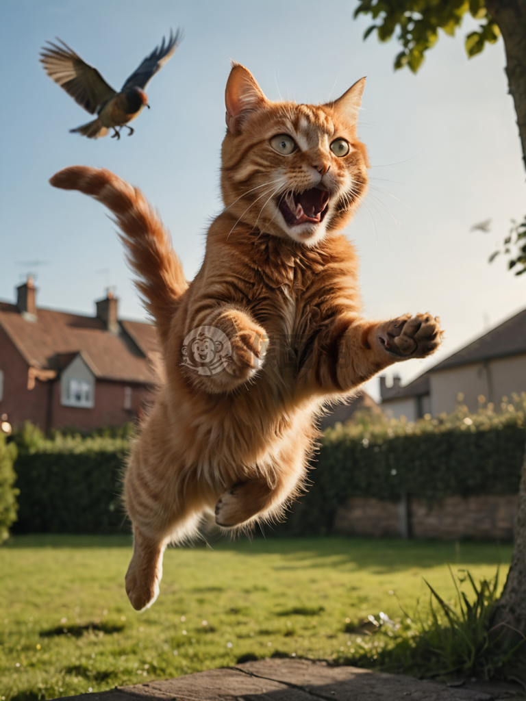 飞翔的猫与空中追逐：8K分辨率下的动态瞬间